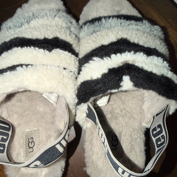 UGG FLUFF YEAH SLIDE CALI COLLAGE WOMEN SANDAL BLACK /GREY US 8 /UK 6 /EU 39 - Picture 5 of 9